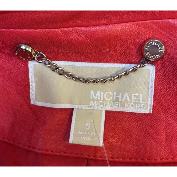 Michael Kors Red Lambskin Leather Jacket Size S - Picture 8 of 9
